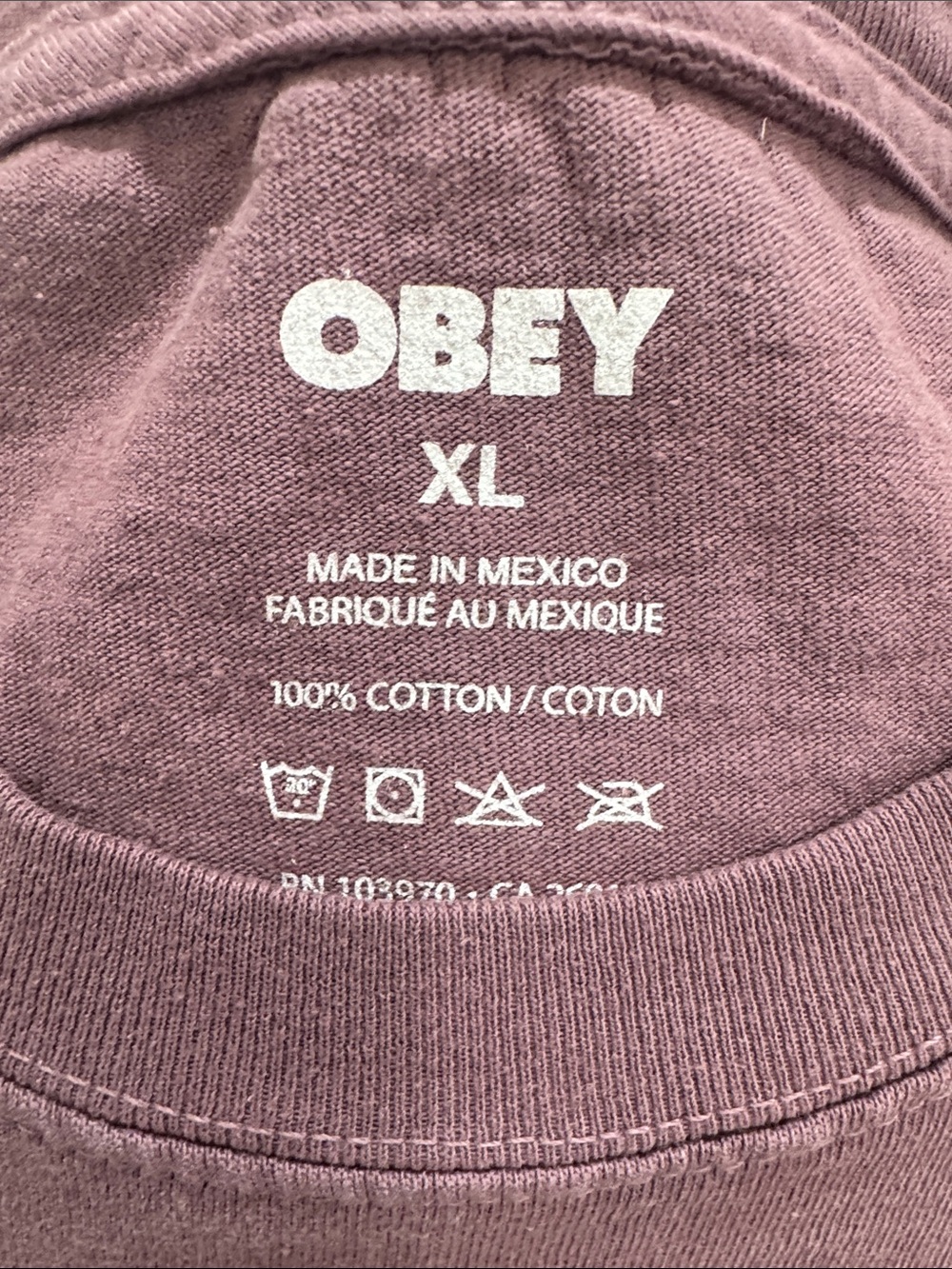 Obey Long Sleeve Tee - Mauve Purple with Yellow & Red Graphic - Picture 3 of 4